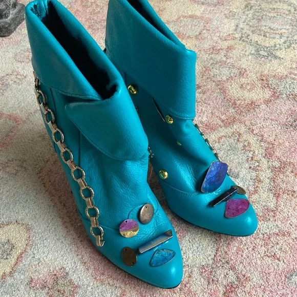 Customed Teal Precious Metals Booties